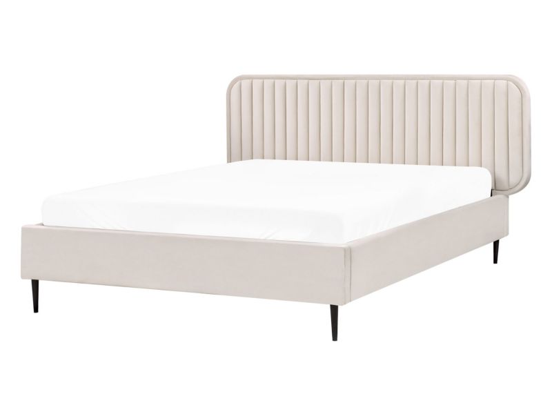 Łóżko Welur Brin 140 x 200 cm Beżowy 1 szt.