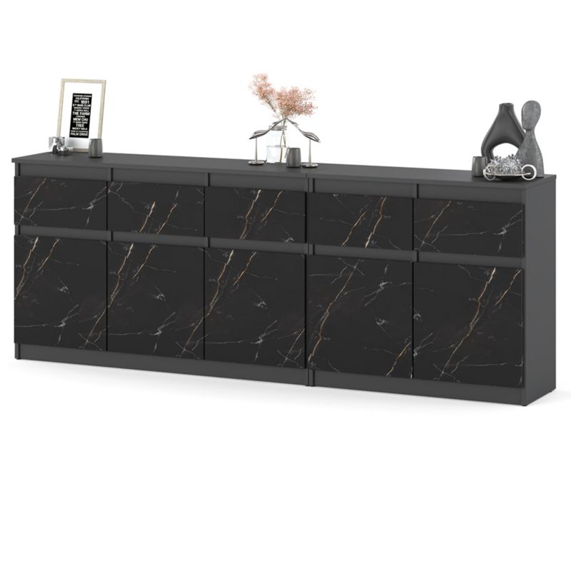 Komoda Hurtownia-Mebli Szuflady 5 Best Oleksa 200cm Szary Mat San Sebastian 200x35x75 cm 1szt.