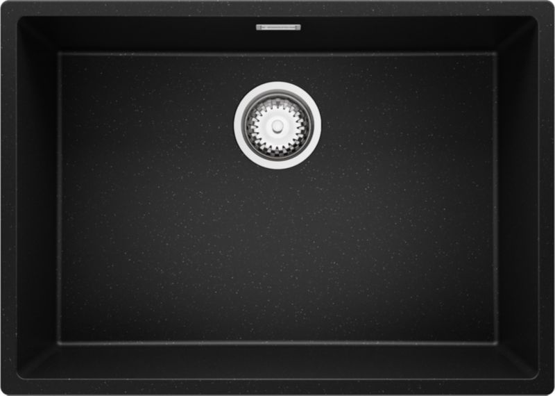 Zlewozmywak Londyn Slim PRIMAGRAN Nablatowy 66x47cm do szafki od 70cm, Czarny Metalik + Syfon, S390, 1 szt.