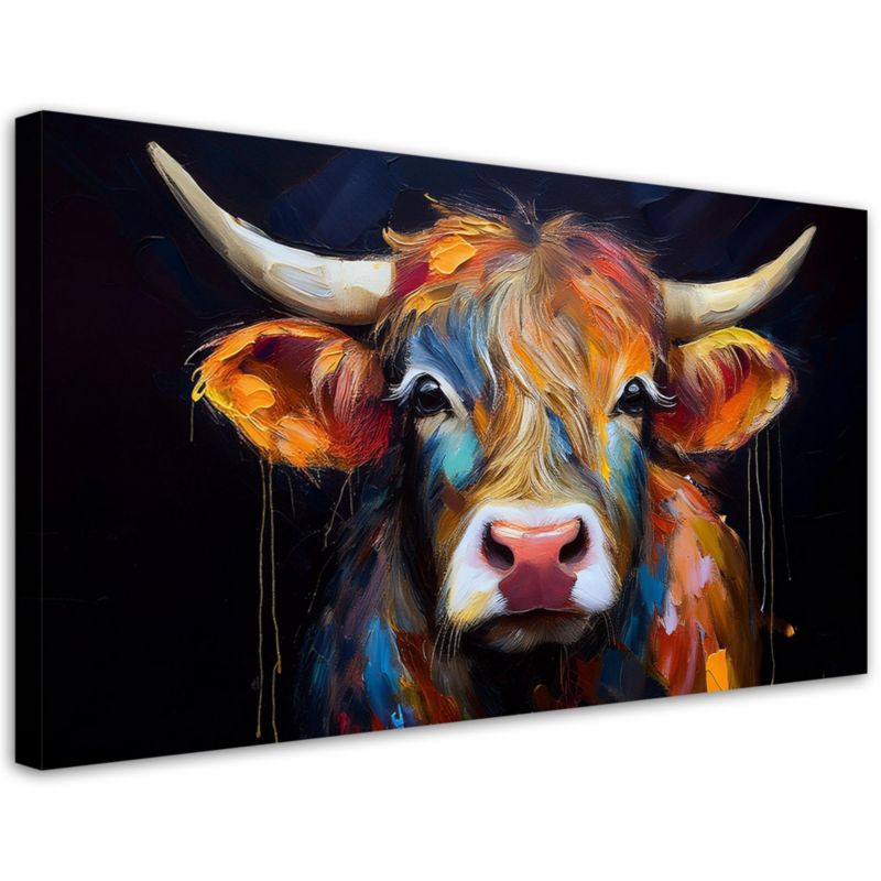 Obraz na płótnie Feeby Kolorowa Szkocka Krowa 100x50cm 1szt