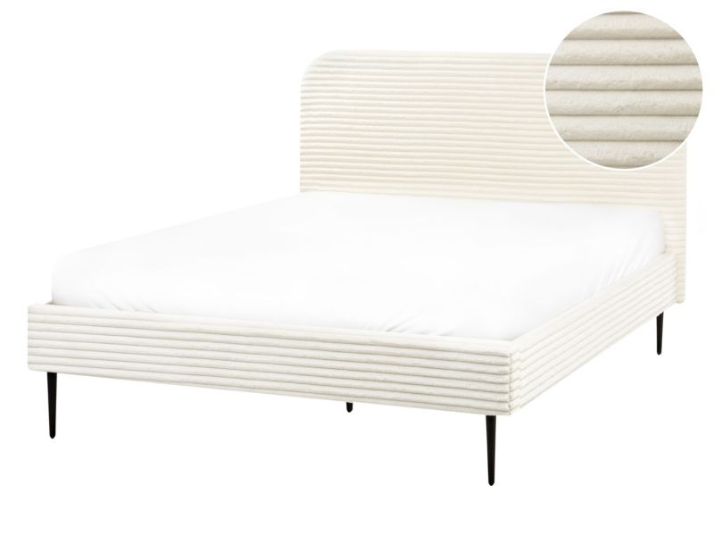 Łóżko Sztruks Flayat 140 x 200 cm Złamana biel 1 szt.