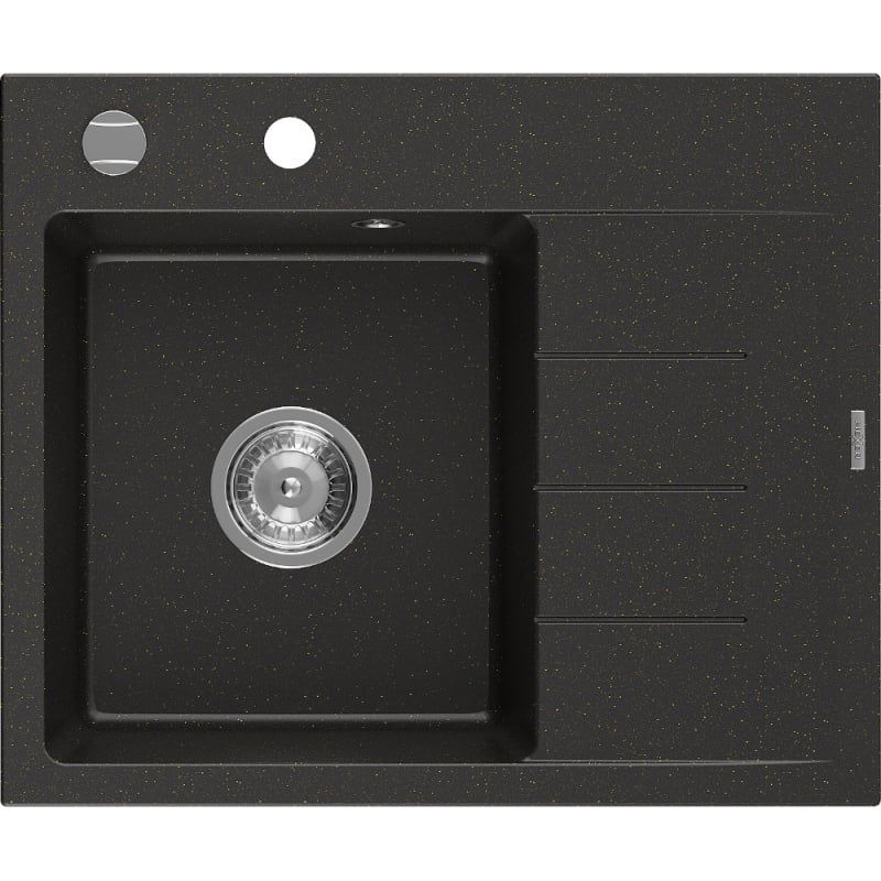 Zlewozmywak wpuszczany Mexen Ben 1-komorowy czarny/złoty metalik 600x500 mm 6522605000-75