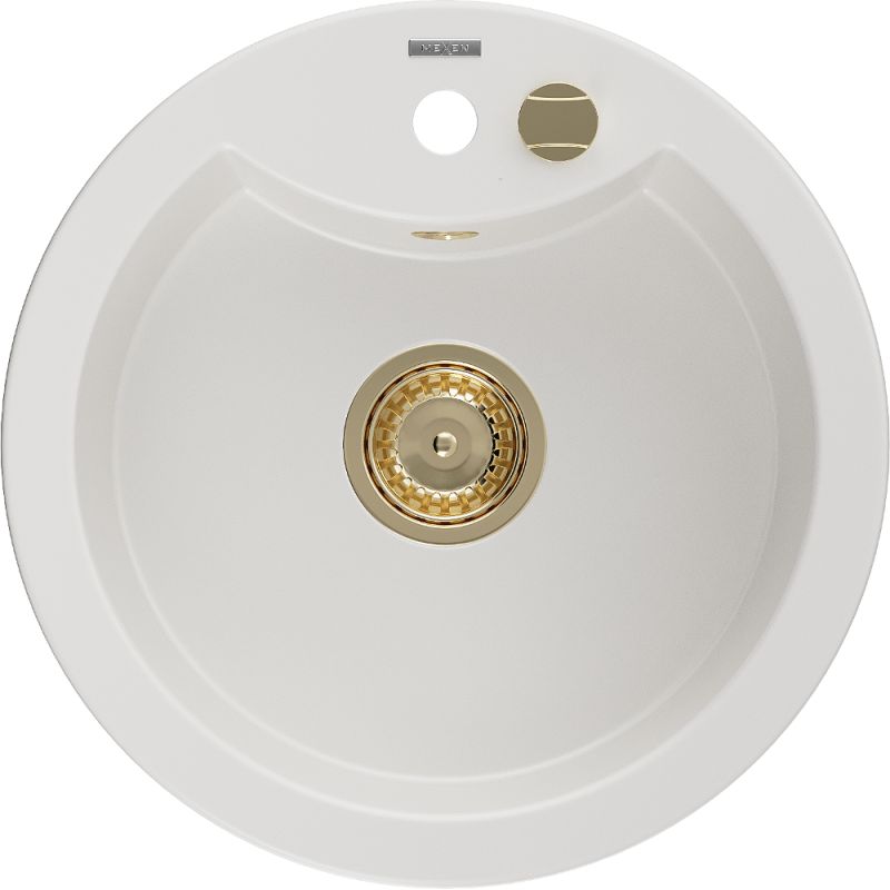 Zlewozmywak granitowy wpuszczany Mexen Diego 1-komorowy czarny/złoty metalik 488x480 mm - 6512481000-75 1 szt.