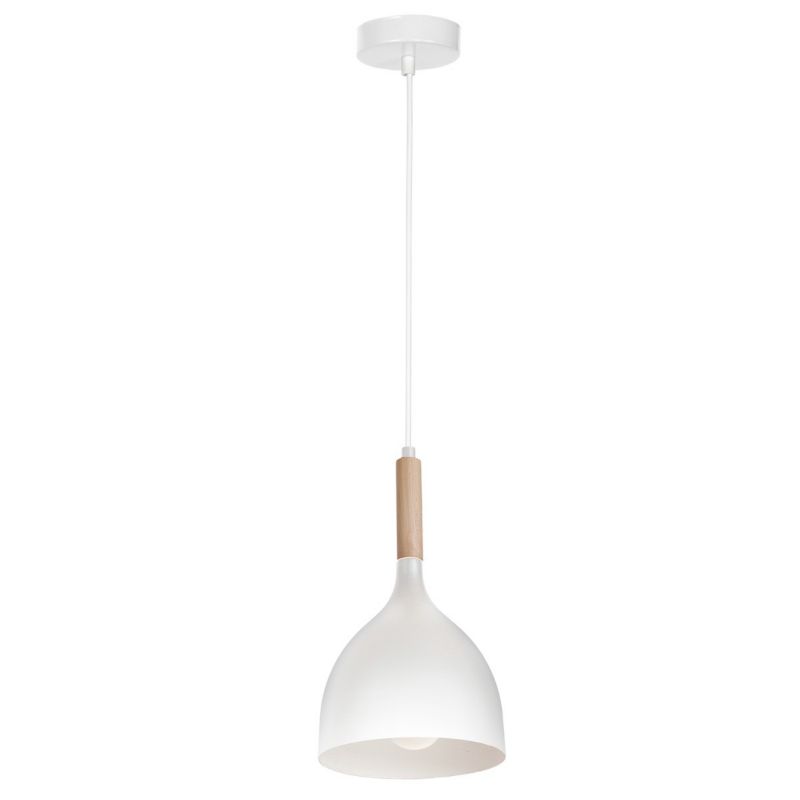 Lampa wisząca Luminex Noak Wood 1947 biały matowa-jasne drewno nad stół 1xE27 x 15W 1 szt.