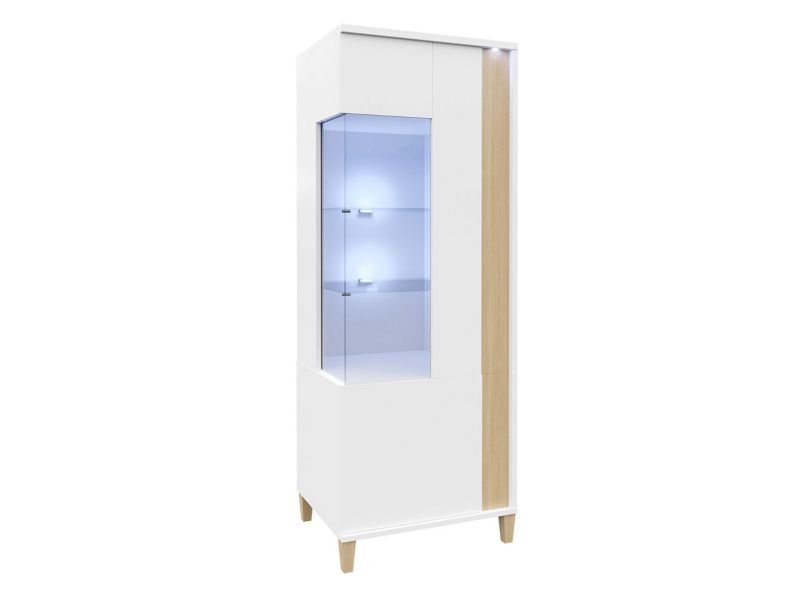 Witryna MIRJAN 24 Marco mała 50 prawa biały / biały połysk / okleina naturalna 1 szt.