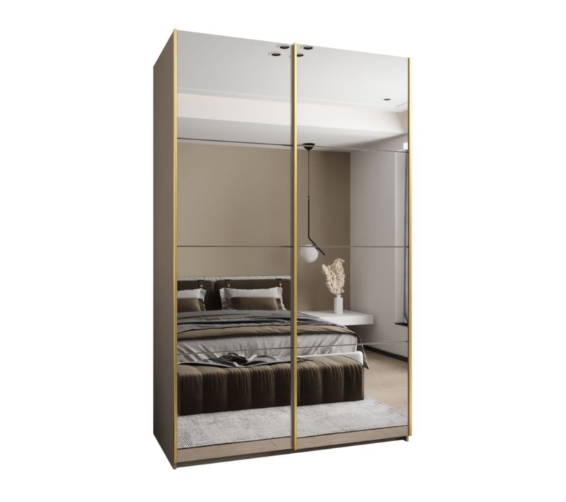 Szafa przesuwna Abiks LUX 2 wysoka szer.150cm kaszmir/kaszmir/złoty 1szt.