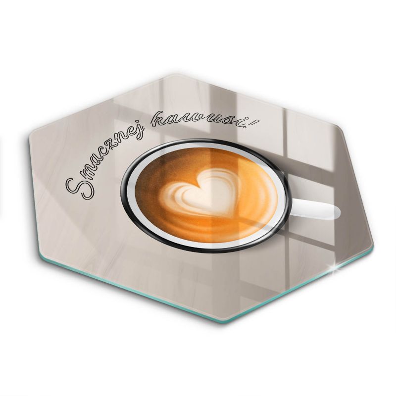 Szklana deska do krojenia Wallfluent h40 cm Napis: Smacznej kawusi 1 szt.