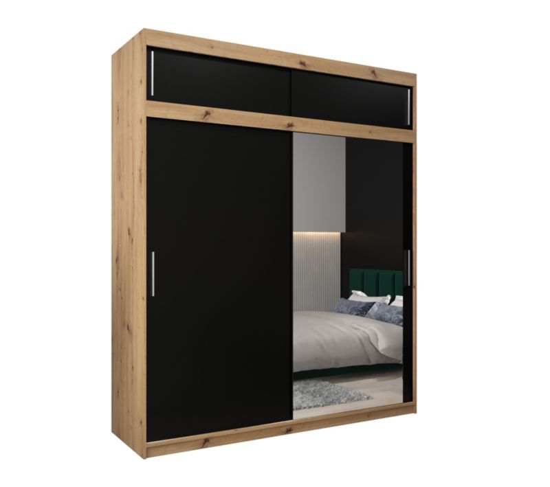 Szafa przesuwna Garderoba Abiks Tokyo 2 200 artisan + czarny z nadstawką 1 szt.