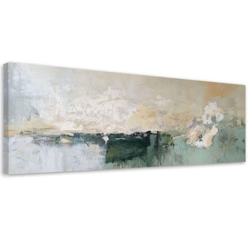 Obraz na płótnie Feeby Zielony Beżowy Abstrakcja Nowoczesna 120x40cm 1szt