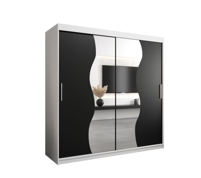 Szafa przesuwna Garderoba Abiks MADRYT 200 biały mat + czarny mat 1 szt.