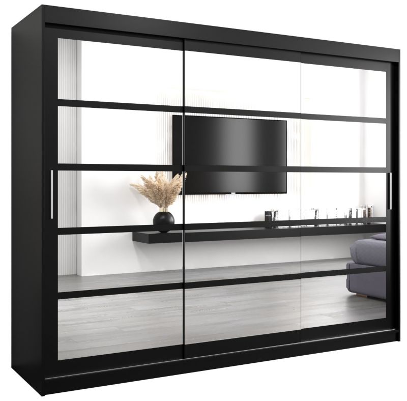 Szafa przesuwna Abiks ROMA 2 250 czarny mat + czarny mat 1 szt.