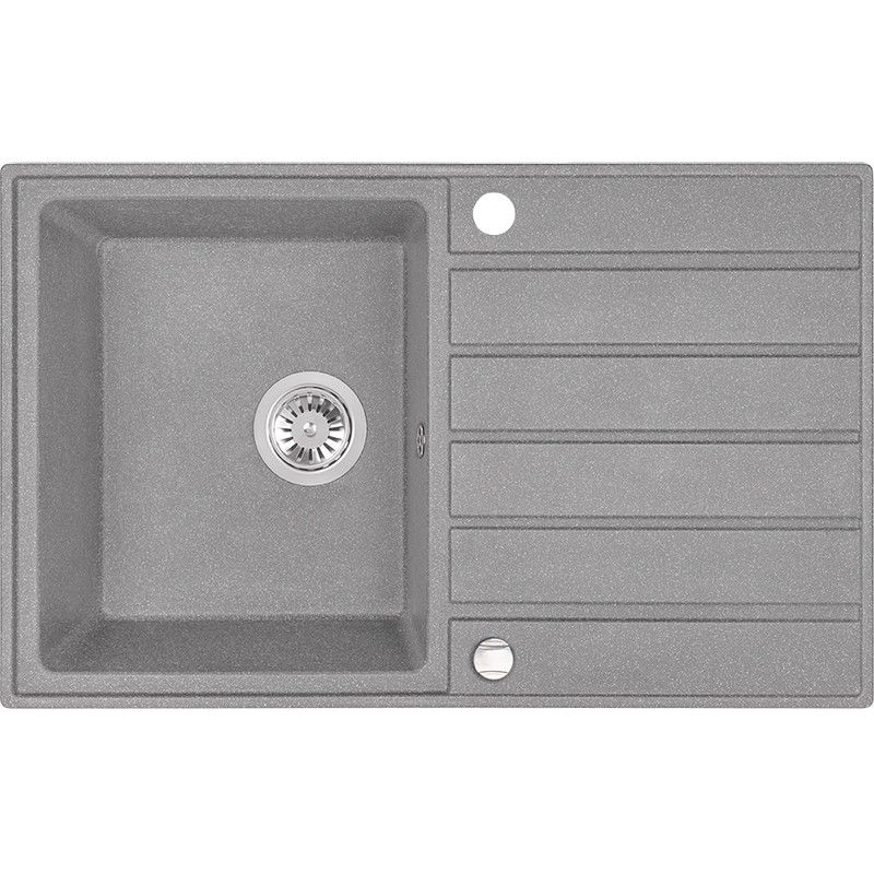 Zlew Zlewozmywak Granitowy Szary Margarita, Laveo, 49x79cm z syfonem, 1 szt.