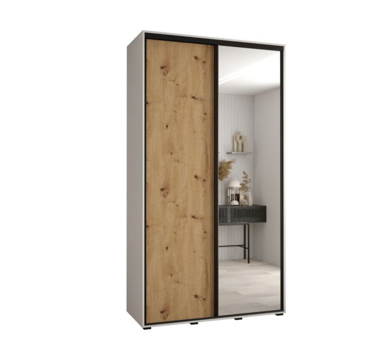 Szafa przesuwna Abiks DAVOS 3 wysoka szer.140cm gł.60cm biały/artisan/czarny 1szt.