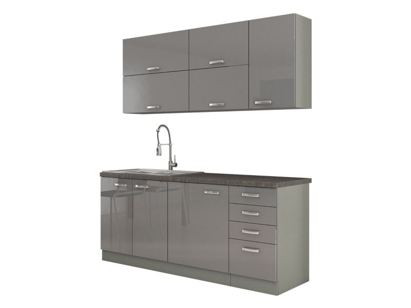 Meble kuchenne MIRJAN 24 Multiline III szary / szary połysk 1 kpl.