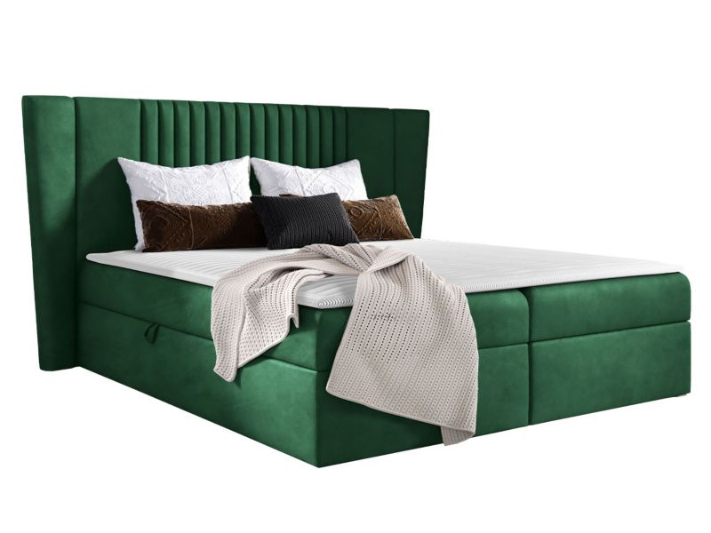 Łóżko kontynentalne MIRJAN 24 Spark 160x200 butelkowa zieleń 1 szt.