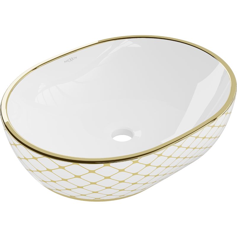 Umywalka nablatowa Mexen Viki biało-złota 48,5 x 35 cm 1 szt.