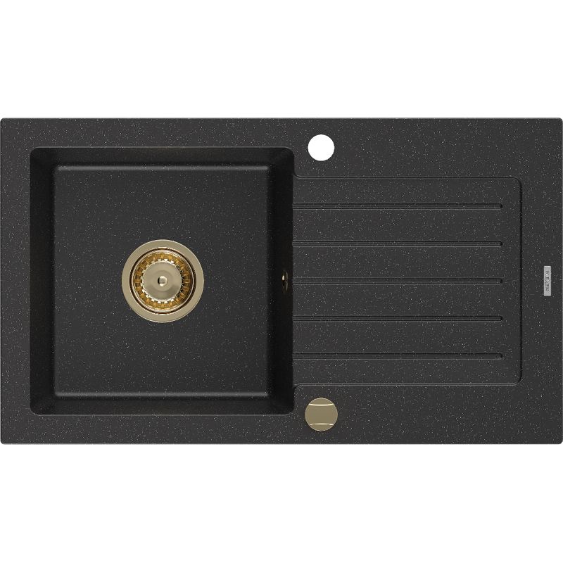 Zlewozmywak wpuszczany Mexen Pablo 1-komorowy czarny/srebrny metalik 752x436 mm 6510751010-73-G