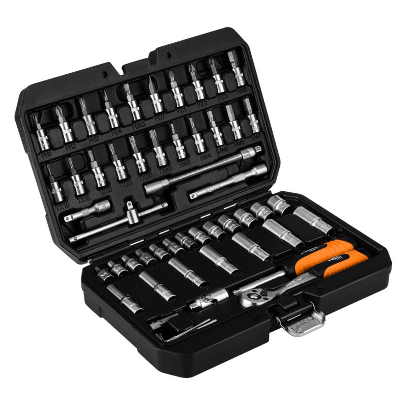 Zestaw kluczy nasadowych Neo Tools 1/4" CrV 55 elementów 1 kpl.
