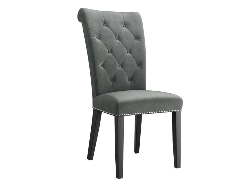 Krzesło MIRJAN 24 tapicerowane z kołatką Christina czarny/platynowy szary 1 szt.