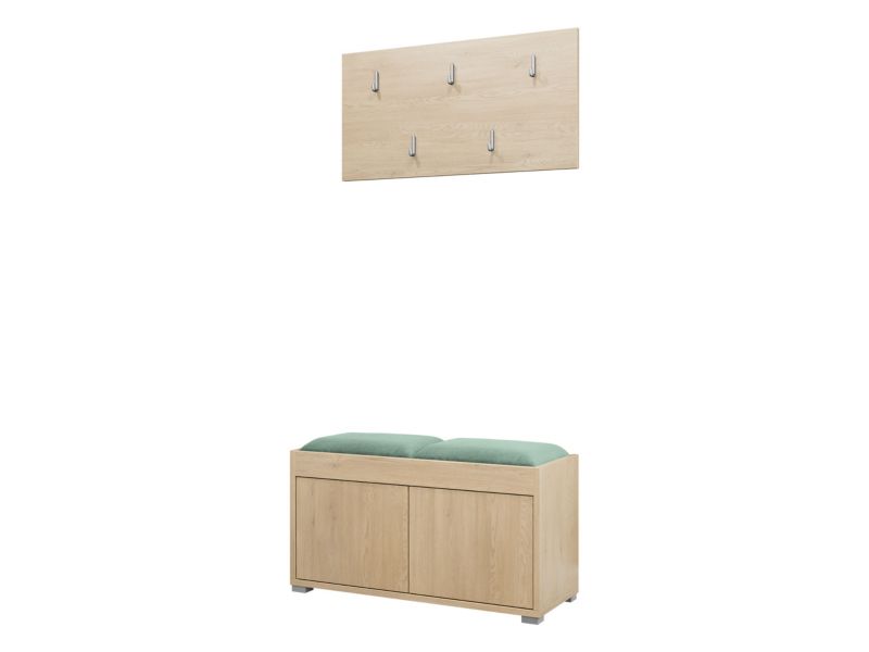 Garderoba MIRJAN 24 z siedziskiem Gesita VII dąb cremona/miętowy plusz 1 kpl.
