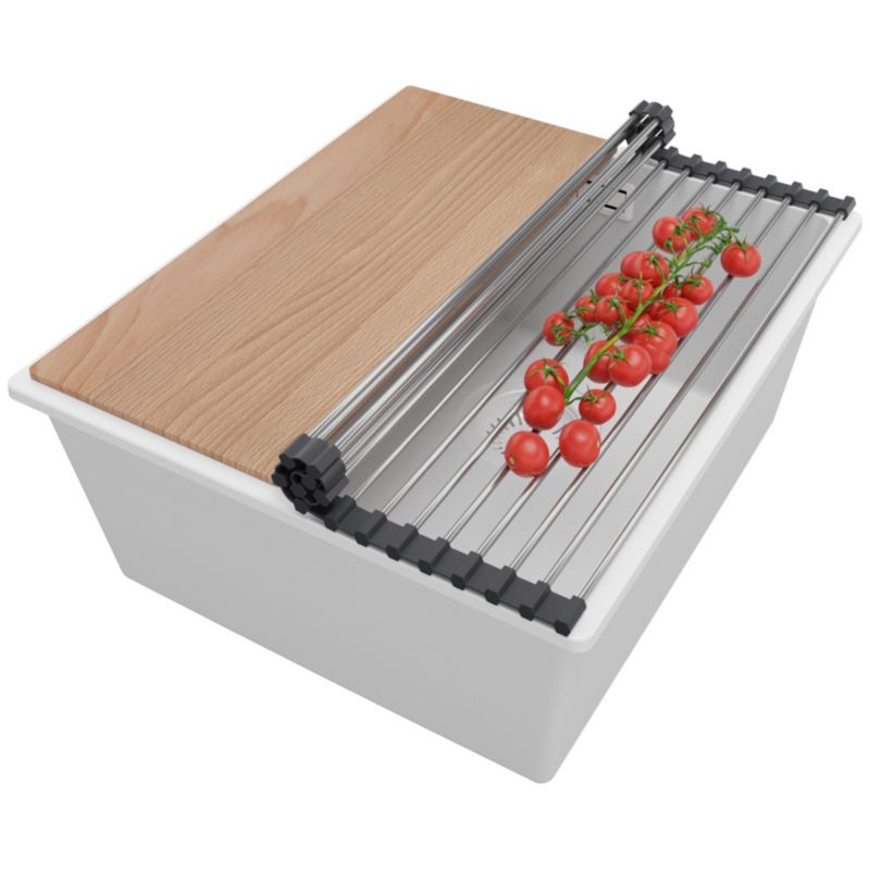 Zlewozmywak Londyn Slim PRIMAGRAN Nablatowy 41x47cm do szafki od 45cm z Syfonem i Dodatkiem Cały Biały 1 szt.