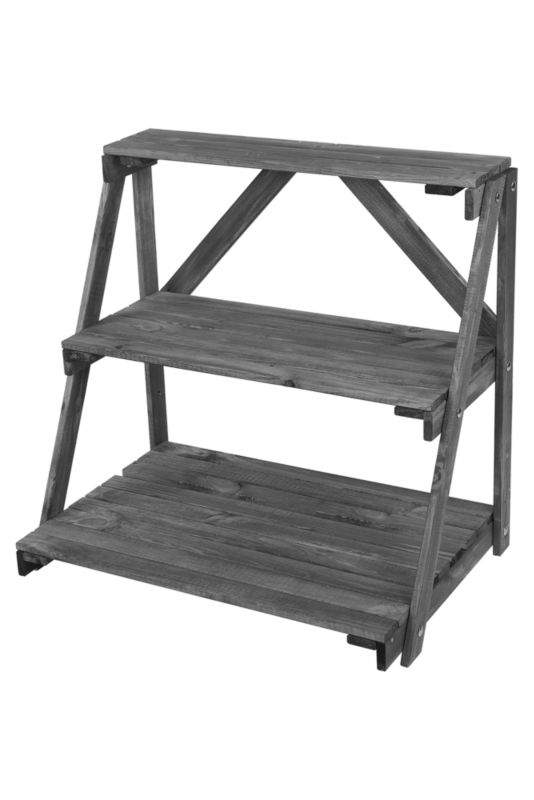 Kwietnik drewniany MODO24 regał na doniczki 90 x 85 x 67 cm impregnowany szary 1 szt.