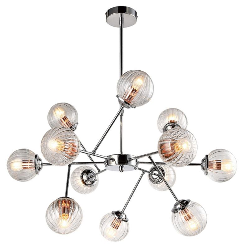 Żyrandol Candellux Best chromowany-przezroczysty wym: 84 x 82 x 82 cm 12xE14 x 40W 1 szt.