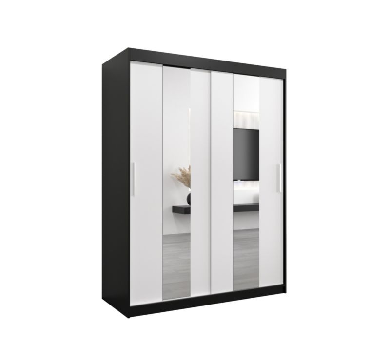 Szafa przesuwna Garderoba Abiks POLE 150 czarny/biały 1 szt.