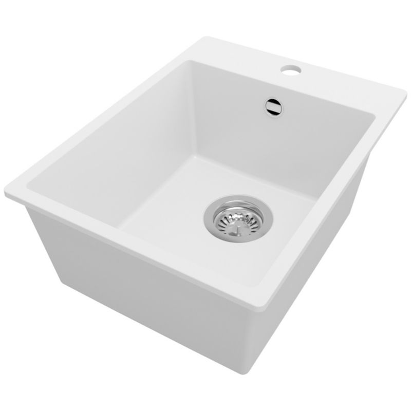 Zlewozmywak Ryga PRIMAGRAN Nablatowy 38x50cm do szafki od 40cm, Biały + Syfon, S036, 1 szt.