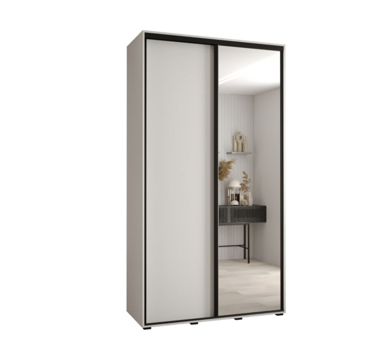 Szafa przesuwna Abiks DAVOS 3 wysoka szer.130cm gł.60cm biały/biały/czarny 1szt.