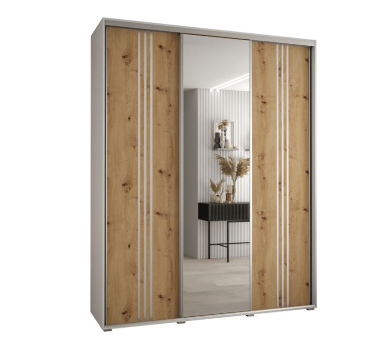 Szafa przesuwna Abiks DAVOS 7 wysoka szer.200cm gł.60cm biały/artisan/srebrny 1szt.