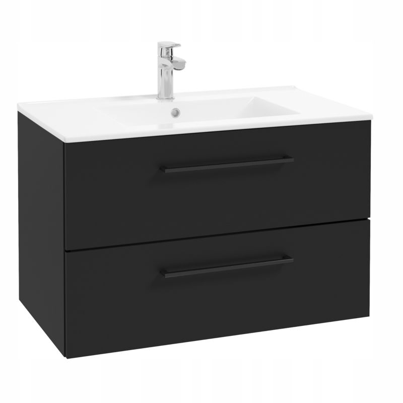 Szafka Łazienkowa Stamar z Umywalką 800x450mm Czarna Uchwyt Mat Szuflady SoftClose 1 szt