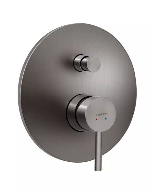 Bateria wannowo-prysznicowa Ferro Ciriculus podtynkowa gun metal jednouchwytowa 1 szt.