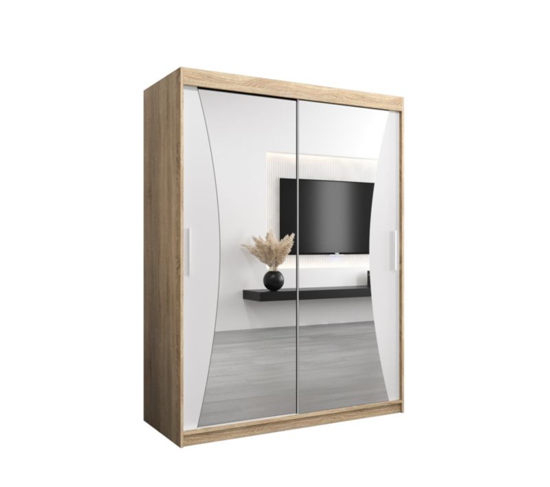 Szafa przesuwna Garderoba Abiks MONACO 150 dąb sonoma +biały mat 1 szt.