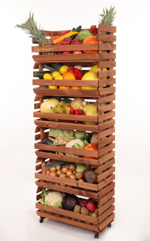 Regał na warzywa i owoce MODO24 na kółkach 157x57x30 cm 6 skrzynek impregnat brązowy 1 szt