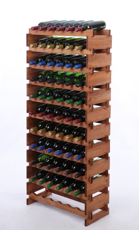 Stojak na wino MODO24 regał modułowy na butelki 11 leżni x 6 butelek montaż bez narzędzi impregnacja brązowa 1 szt.