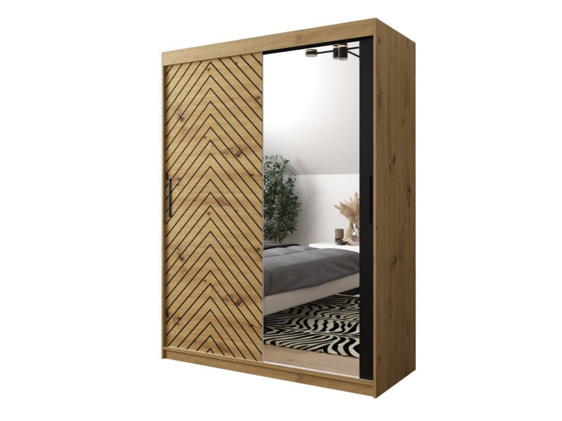 Szafa MIRJAN 24 Jodełka 2 150 dąb artisan + czarny 1 szt.