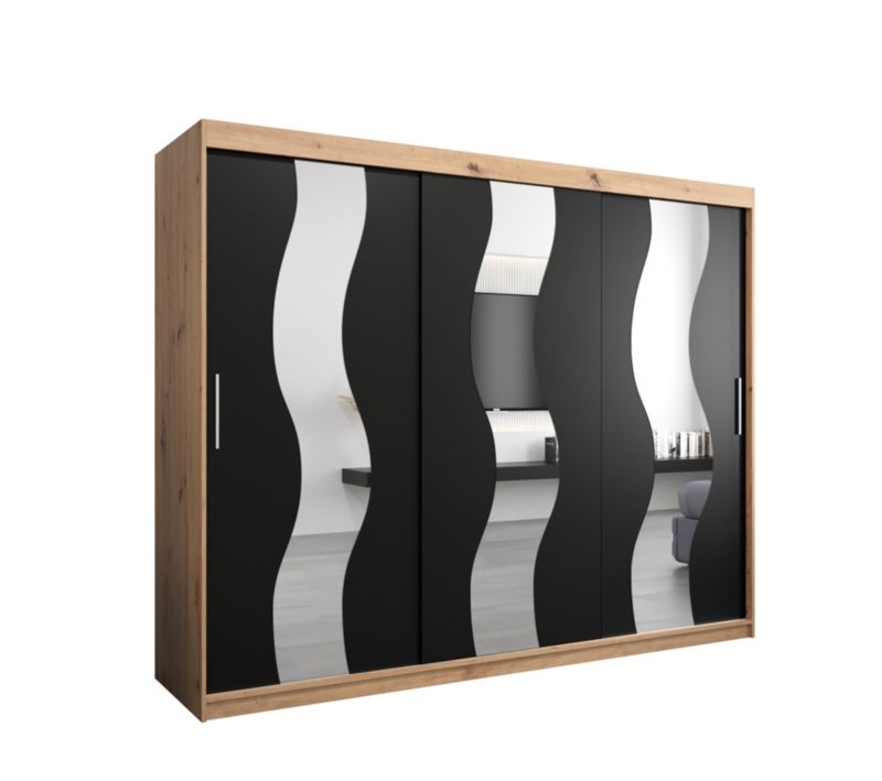 Szafa przesuwna Abiks SEWILLA dąb artisan + czarny mat 1 szt.