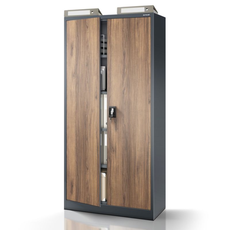 Szafa metalowa biurowa Jan Nowak 185x90x40 cm antracytowo-drewniany 1 szt