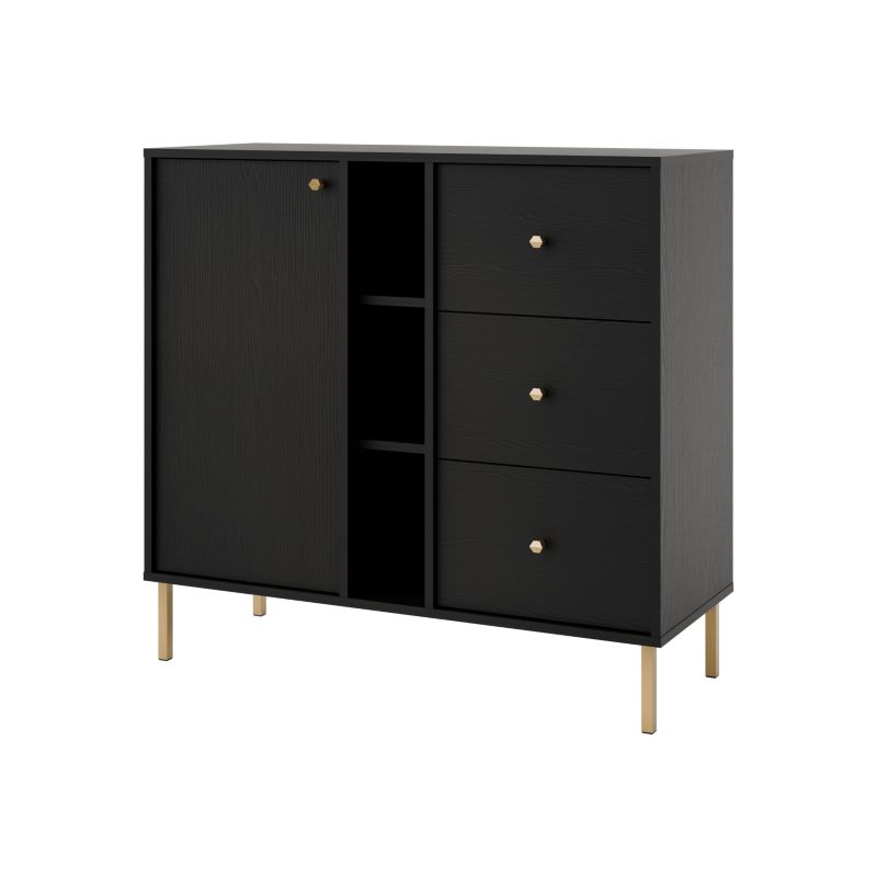 Komoda z szufladami Bonni Sakai 2 1F 3S T824 Czarny 1 szt.