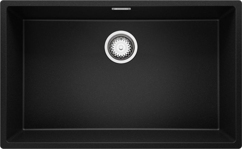 Zlewozmywak podblatowy Londyn PRIMAGRAN 76x47cm do szafki od 80cm, Czarny + Syfon, S477, 1 szt.