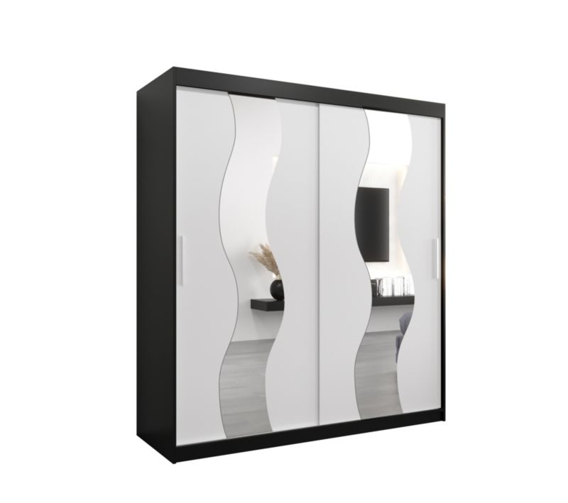 Szafa przesuwna Abiks SEWILLA 180 czarny mat + biały mat 1 szt.