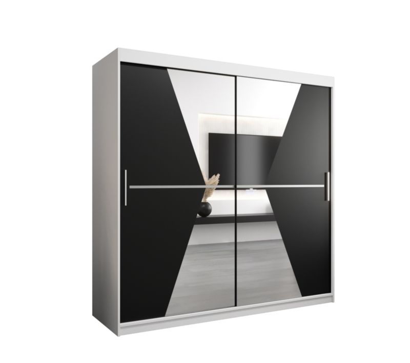 Szafa przesuwna Garderoba Abiks MAROKO 200 biały/czarny 1 szt.