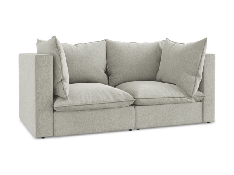 2-osobowa kanapa modułowa LaMiaSofa RAVENNA z tkaniny welwetowej 180x90 cm jasny szary 1 szt.