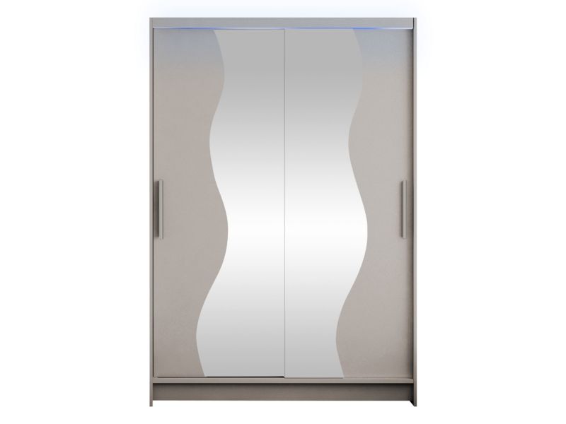 Szafa MIRJAN 24 z drzwiami przesuwnymi Miami S z oświetleniem RGB kaszmir/lustro 1 szt.