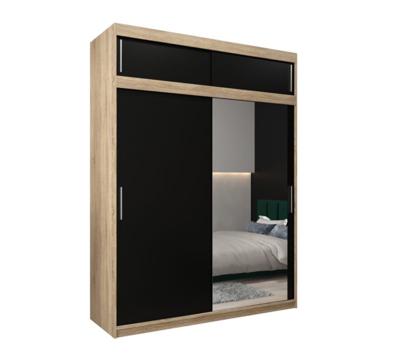 Szafa przesuwna Garderoba Abiks Tokyo 2 180 sonoma + czarny z nadstawką 1 szt.