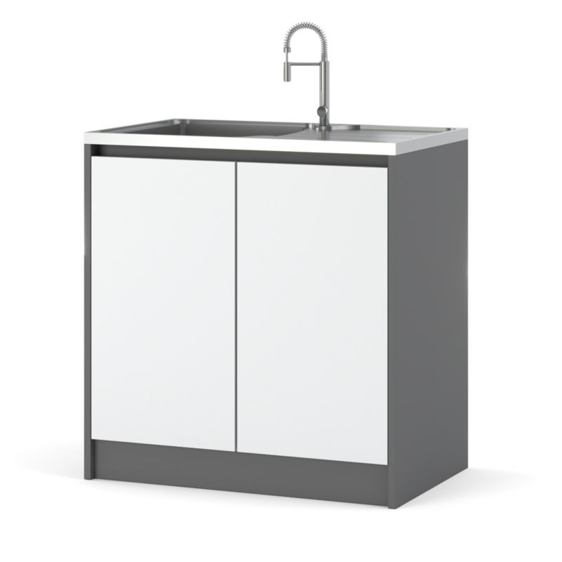 Szafka Kuchenna Hurtownia-Mebli Stojąca Pod zlewozmywak Bella dolna DZ80 80cm Szary Mat Biały Mat 80x47x82.2 cm 1szt.