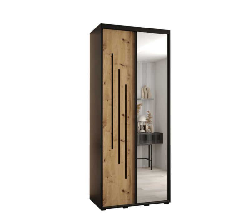 Szafa przesuwna Abiks DAVOS 9 wysoka szer.120cm gł.60cm czarny/artisan/czarny 1szt.