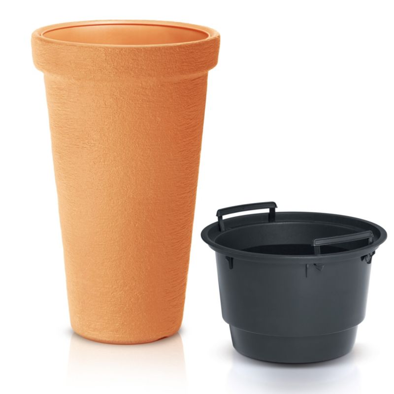 Doniczka EDANTI Ogrodowa 40 cm Efekt Cegły Wysoka Okrągła Na Taras Do Domu Pomarańczowa 1 szt.