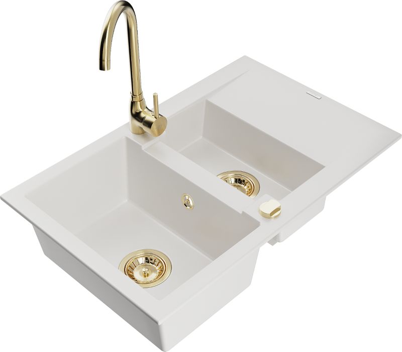 Zlewozmywak granitowy Mexen Hektor 2-kamory czarny 800x490 mm - 6521802000-77-B 1 szt.